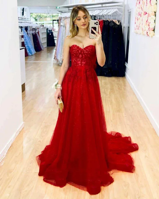 red-strapless-a-line-long-prom-dress-with-appliques