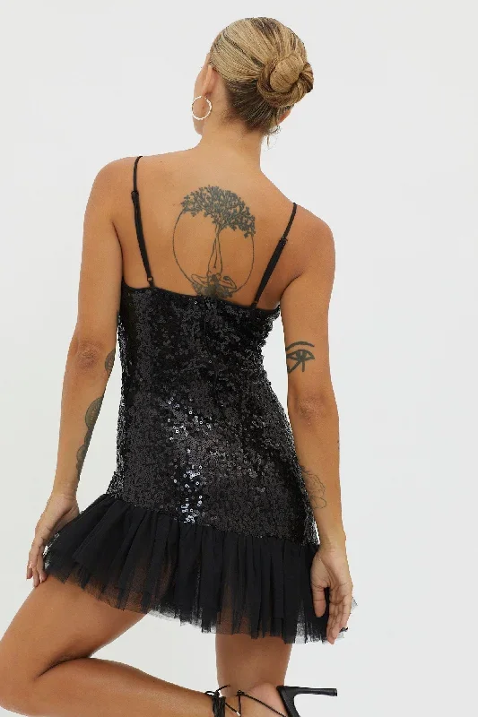 sassafras-tulle-hem-sequin-mini-dress-black