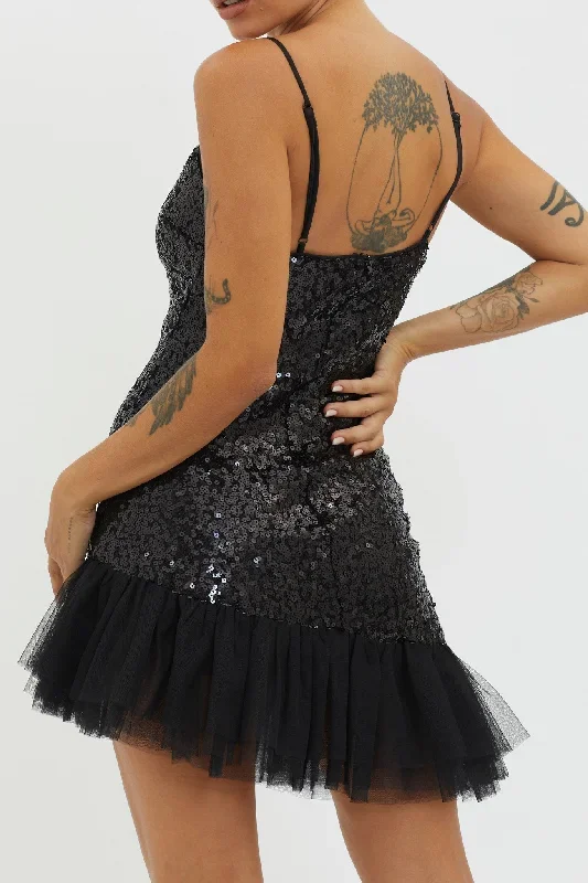 sassafras-tulle-hem-sequin-mini-dress-black