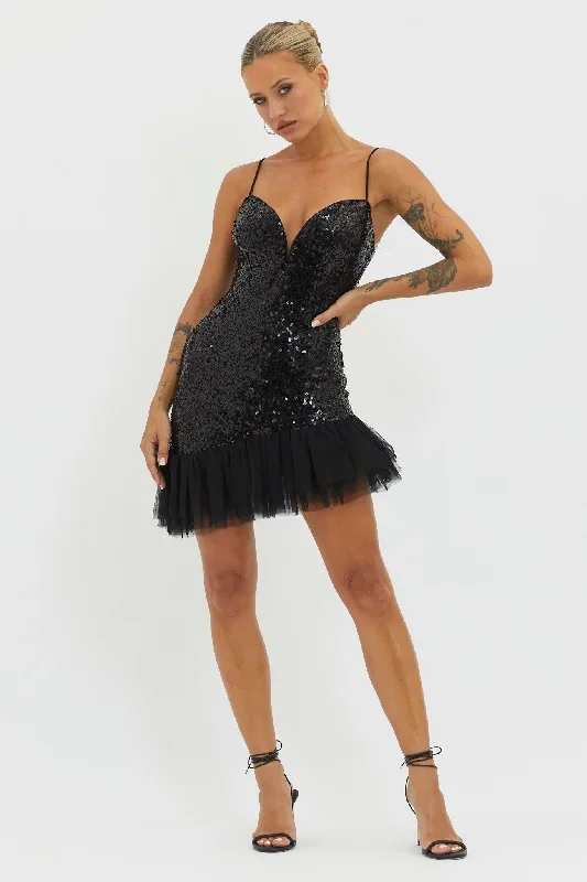 sassafras-tulle-hem-sequin-mini-dress-black