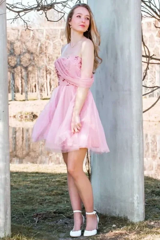 shining-pink-sequined-strapless-short-homecoming-dress