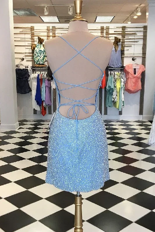 sky-blue-sequin-lace-up-back-short-dress