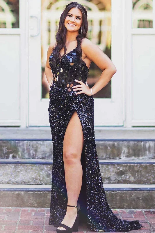 straps-black-v-neck-mirror-sequin-long-prom-dress