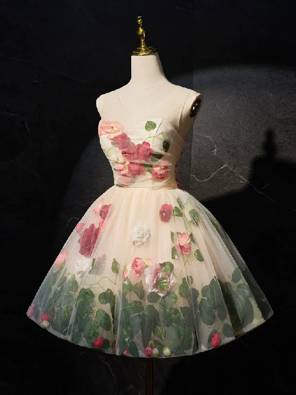 unique-scoop-neckline-tulle-flower-champagne-short-prom-dress-cute-formal-dress